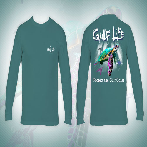 Gulf Life - Protect The Gulf Coast - 
Sea Foam Turtle Long Sleeve