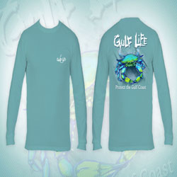 Blue Crab in Mint Long Sleeves
